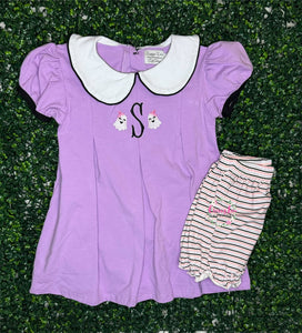 Purple and Stripes Knit Short Set