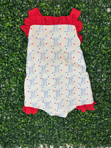 Red White and Blue Bows Sunsuit