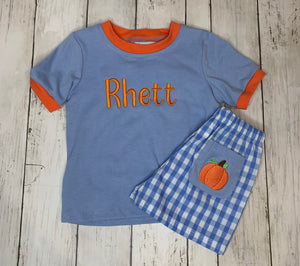 Boys Pumpkin Short Set