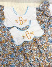 Load image into Gallery viewer, Sutton Bow Back Fall Floral Blues and Orange Dress