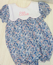 Load image into Gallery viewer, Sutton Bow Back Blue and Pink Floral Bubble