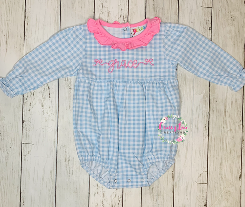 Gingham Blue and Pink Scarlett Bubble