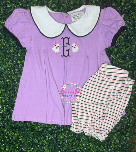 Purple and Stripes Knit Short Set