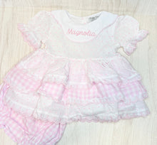 Load image into Gallery viewer, Pink Swiss Dot Bloomer Set