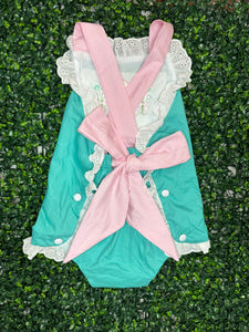 Teal and Pink Sunsuit