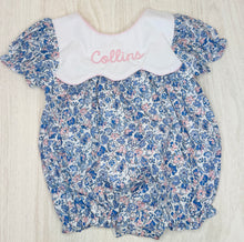 Load image into Gallery viewer, Sutton Bow Back Blue and Pink Floral Bubble