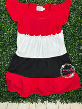 Load image into Gallery viewer, Red, White, and Black Ruffle Dress