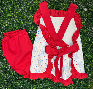 Red White and Blue Bows Short Set