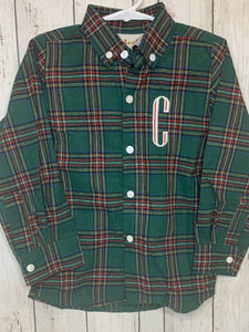 Green Christmas Plaid Boys Shirt