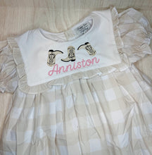 Load image into Gallery viewer, Tan Wide Gingham Dress