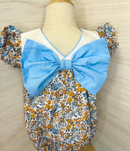 Load image into Gallery viewer, Sutton Bow Back Fall Floral Blues and Orange Dress