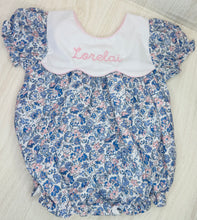 Load image into Gallery viewer, Sutton Bow Back Blue and Pink Floral Bubble