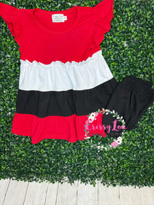 Red, White, and Black Ruffle Bloomer Set