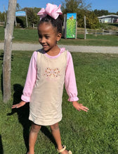 Load image into Gallery viewer, Leighton Set: Tan Romper Dress with Pink Undershirt