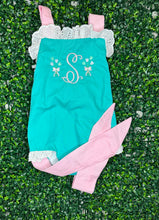 Load image into Gallery viewer, Teal and Pink Sunsuit