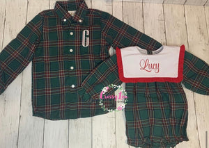 Green Christmas Plaid Boys Shirt