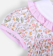 Load image into Gallery viewer, Fall Muted Floral Handsmocked With Pearls Dress