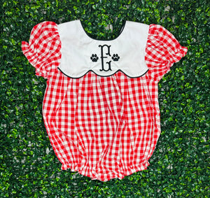 Red Gingham Black Bow Back Bubble