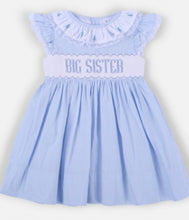 Load image into Gallery viewer, Blue Floral Handsmocked Big Sister Dress