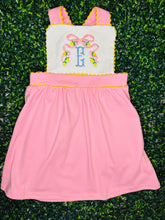 Load image into Gallery viewer, Ellington Ric Rac Trim Pink and Yellow Trim Dress