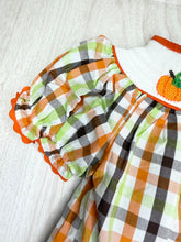 Load image into Gallery viewer, Pumpkin Handsmocked Bishop Dress