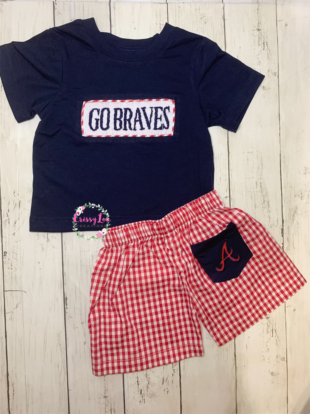 Boys Braves Handsmocked Short Set